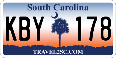 SC license plate KBY178