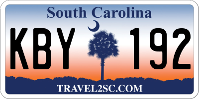SC license plate KBY192