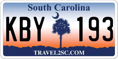 SC license plate KBY193
