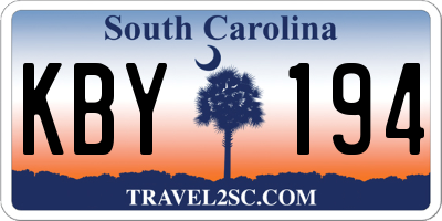 SC license plate KBY194