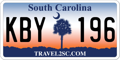 SC license plate KBY196