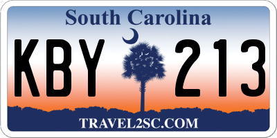 SC license plate KBY213