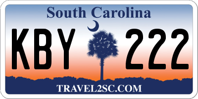 SC license plate KBY222