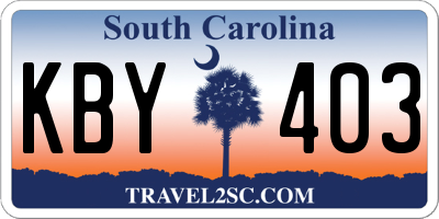 SC license plate KBY403