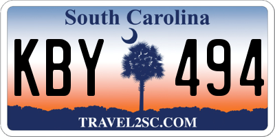 SC license plate KBY494