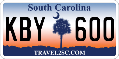 SC license plate KBY600