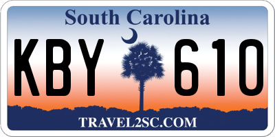SC license plate KBY610