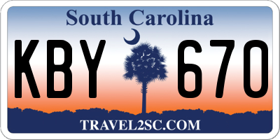 SC license plate KBY670