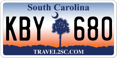 SC license plate KBY680
