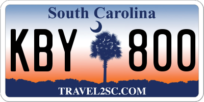 SC license plate KBY800