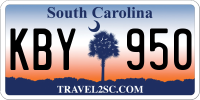 SC license plate KBY950