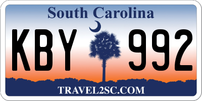 SC license plate KBY992