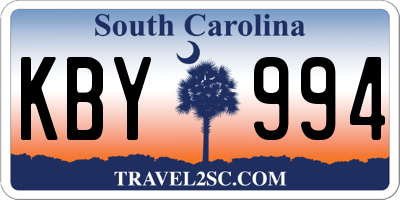 SC license plate KBY994