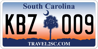SC license plate KBZ009