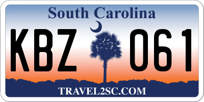 SC license plate KBZ061