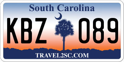 SC license plate KBZ089