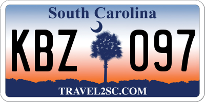 SC license plate KBZ097