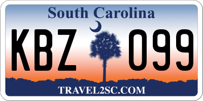 SC license plate KBZ099