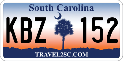 SC license plate KBZ152