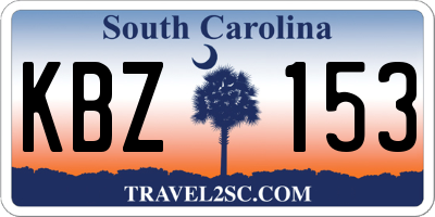 SC license plate KBZ153
