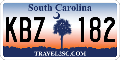 SC license plate KBZ182