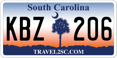 SC license plate KBZ206