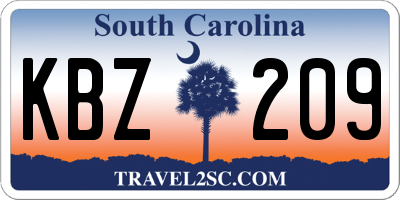 SC license plate KBZ209