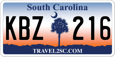 SC license plate KBZ216