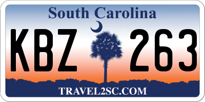 SC license plate KBZ263
