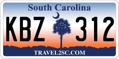 SC license plate KBZ312