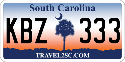 SC license plate KBZ333