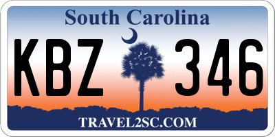 SC license plate KBZ346