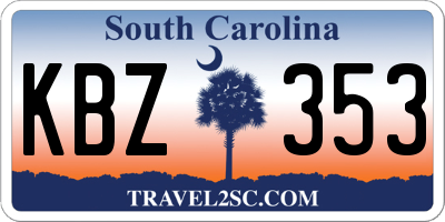 SC license plate KBZ353