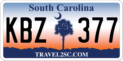 SC license plate KBZ377