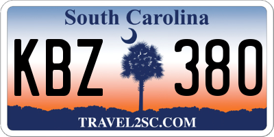 SC license plate KBZ380