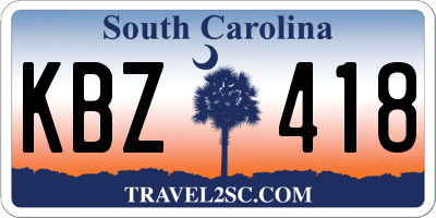 SC license plate KBZ418