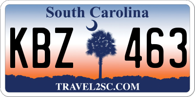 SC license plate KBZ463