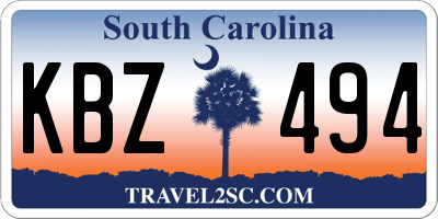 SC license plate KBZ494