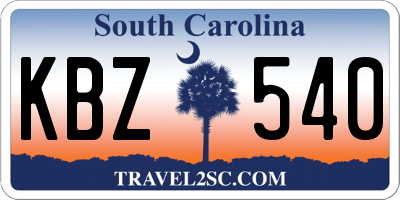 SC license plate KBZ540