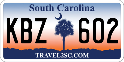 SC license plate KBZ602
