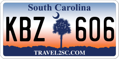 SC license plate KBZ606