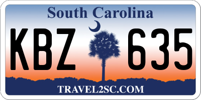SC license plate KBZ635
