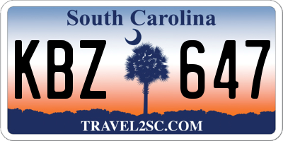 SC license plate KBZ647