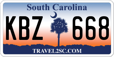 SC license plate KBZ668