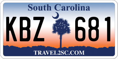 SC license plate KBZ681