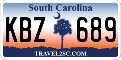 SC license plate KBZ689