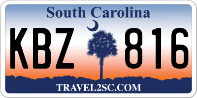 SC license plate KBZ816