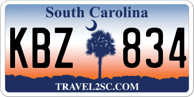 SC license plate KBZ834