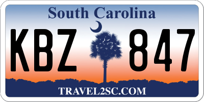 SC license plate KBZ847