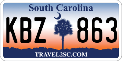 SC license plate KBZ863